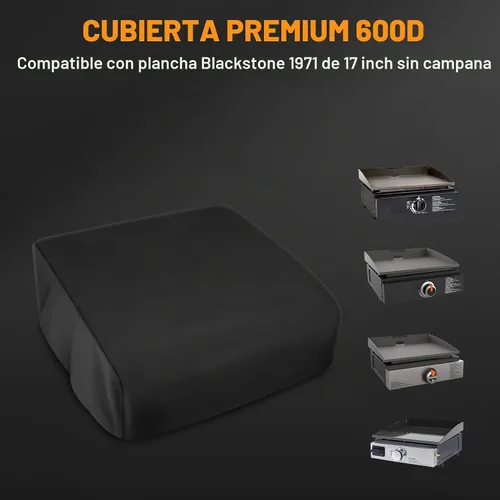 Vista 2 de Cubierta de parrilla resistente a prueba de agua de 600D poliéster para parrilla de mesa, compatible con parrilla Blackstone 1971 de 17 pulgadas sin
