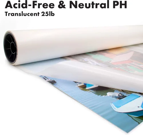 Vista 5 de Paper Pros - Sin ácidos con un pH neutro Protege arte y fotografías Rollo de papel Glassine 24 pulgadas x 300 pies por Paper Pros