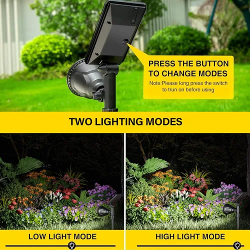 Vista 6 de ROSHWEY Focos solares para exteriores, focos de 600 lúmenes, impermeables, iluminación exterior de inundación para entrada, patio, jardín, paisaje