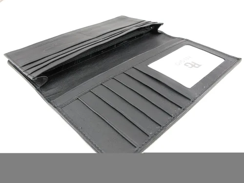 Vista 4 de Cartera larga de piel de piel de cocodrilo cocodrilo genuino, Negro -, Compacto