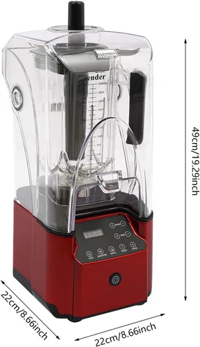 Vista 5 de Licuadora insonorizada, licuadora comercial de encimera de batido de 2200 W, rojo