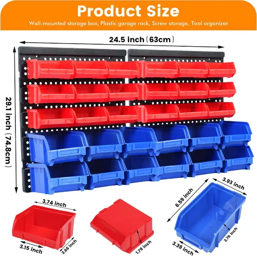 Vista 2 de Maxworks 80694 30-Bin Soporte de almacenamiento para pared para Tuercas, Pernos, tornillos, clavos, abalorios, Botones, otras pequeñas partes