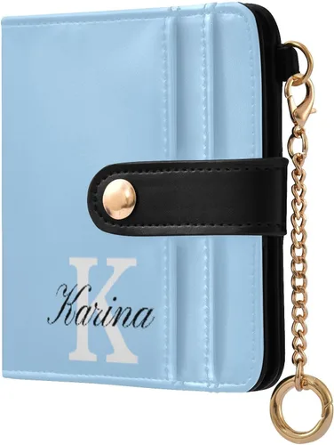 Vista 29 de Sinestour Custom Beige pattern Small Wallet for Women RFID Blocking Leather Bifold Small Purse with Card Holder Zipper Coin Pocket ID Window
