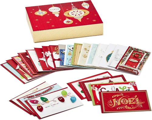 Vista 2 de Hallmark Surtido de tarjetas de Navidad hechas a mano en caja y surtido de tarjetas de Navidad hechas a mano