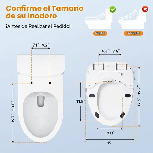 Vista 7 de Asiento de inodoro eléctrico alargado del bidé, secador de agua