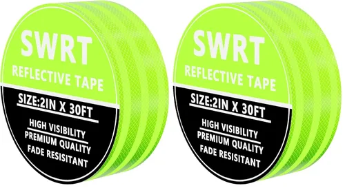 Vista 11 de SWRT Cinta Reflectante de 2 Pulgadas X 30 Pies para Exteriores Impermeable DOT-C2 Resistente a la Decoloración Verde Fluorescente Reflectante