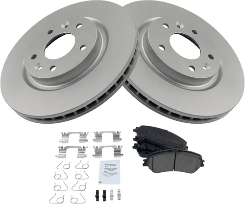 Vista 66 de TRQ Juego de pastillas de freno delantero y rotores con revestimiento de cerámica compatible con Jeep Compass Patriot 2017