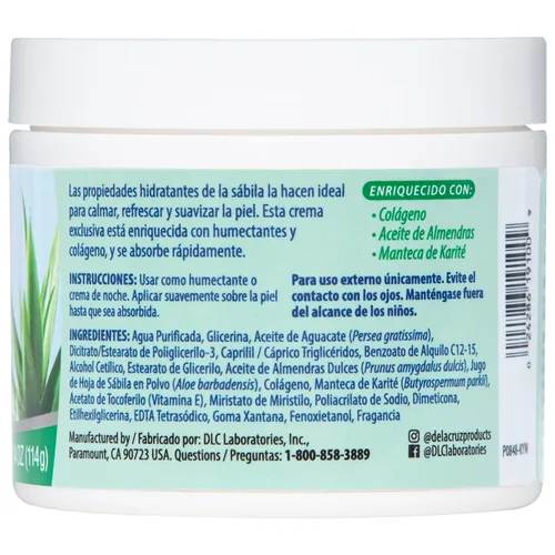 Vista 2 de De La Cruz Crema hidratante facial de aloe vera, crema de aloe natural para cara, manos y cuerpo, 4 onzas