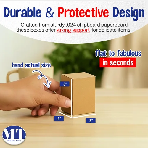 Vista 2 de MT Products Tuck Top - Caja de regalo pequeña de cartón kraft de 2 x 2 x 3 pulgadas, cajas de regalo con tapas, paquete de 30