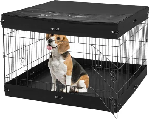 Vista 12 de VEVOR Corralito para perros, 4 paneles de 24 x 36 pulgadas, parque de ejercicio plegable de metal para mascotas, valla para perros para interiores