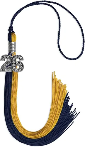 Vista 39 de Endea Graduation Borla de doble color con dije de plata brillante (negro/oro antiguo, 2025)