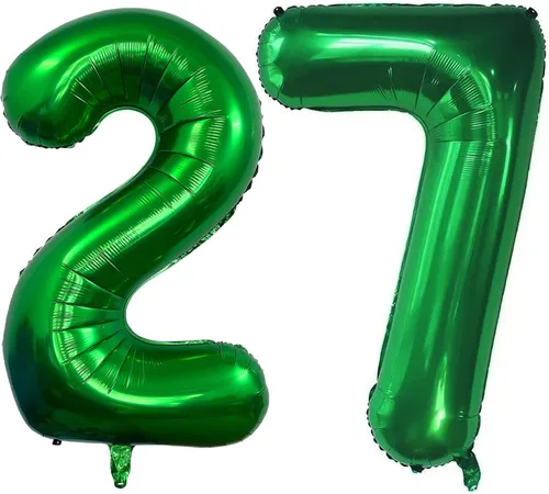 Vista 23 de Globos de color verde oscuro con el número 10 de 40 pulgadas, globos de helio de papel de aluminio de 10 pulgadas para decoración de eventos de 10º