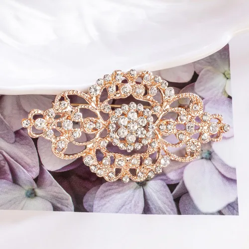 Vista 3 de Broche de diamantes de imitación Art Deco de cristal nupcial vintage para boda