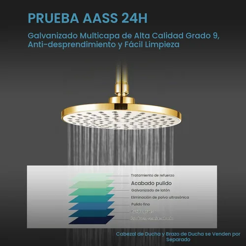 Vista 4 de OFFO Brazo de ducha con brida, oro brillante de 3 pulgadas, cabezal de ducha de lluvia de repuesto, brazo recto, montado en techo para cabezal