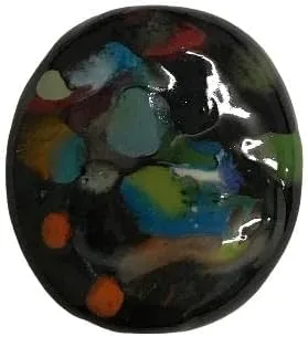 Vista 4 de Collar de Abaloryo de Efecto Multicolor en Negro de Piedra Cerámica Joyería Única