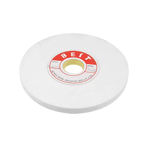 Vista 5 de uxcell Grano de aluminio blanco WA 120 de las muelas abrasivas del banco de 7 pulgadas para el pulido superficial