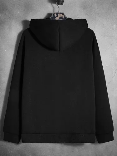 Vista 2 de WDIRARA Sudadera con capucha con cordón para hombre, estampado de anime, hombros caídos