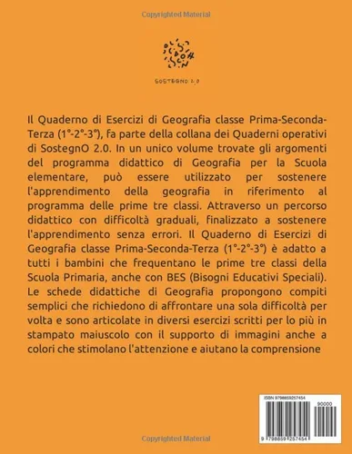 Vista 2 de Quaderno Esercizi Geografia. Per la Scuola elementare. Classe Prima-Seconda-Terza (Italian Edition)