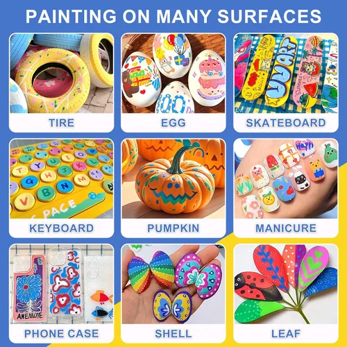 Vista 3 de Amamao Marcadores de pintura acrílica, bolígrafos de punta de pincel suave y marcadores, bolígrafos de pintura acrílica para madera, piedra, lienzo