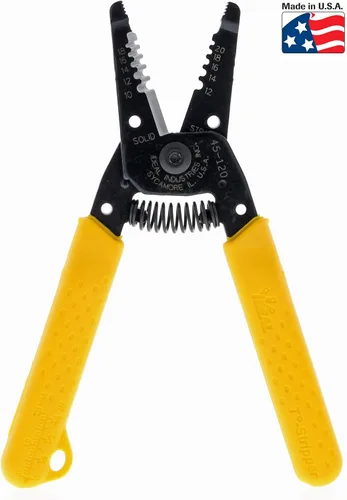 Vista 5 de IDEAL Electrical 45-120 T-5 T-5 - Pelacables amarillo con agujeros de bucle, nariz de alicate, apertura automática con resorte (paquete de 2)