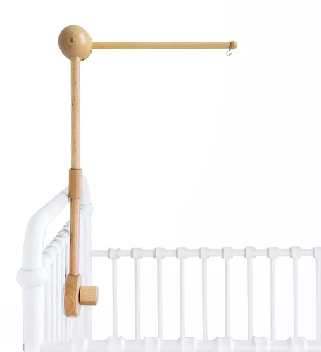 Vista 10 de Soporte de madera para cuna con brazo móvil, brazo móvil para cuna y moisés, altura ajustable de 360°, ajuste universal, madera de haya 100%