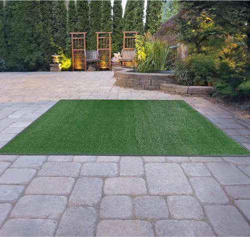 Vista 2 de Garland Rug Alfombra de césped artificial de 3 pies x 5 pies, grande para interiores y exteriores, color verde