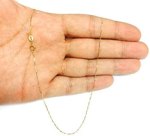 Vista 5 de Jewelry Affairs Collar de Cadena de Caja con Espejo de Oro Sólido de 10 K, 0,6 mm