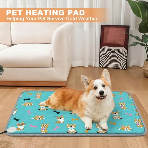 Vista 9 de Almohadilla térmica para perros grandes de 34 x 21 pulgadas con interruptor de termostato inteligente y cable resistente a las masticadas