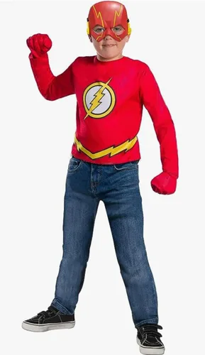 Vista 9 de Rubie's DC Comics - Juego de 21 piezas de superhéroe con Superman, Flash, Batman y Robin incluye capas, camisetas de disfraces, máscaras y accesorios