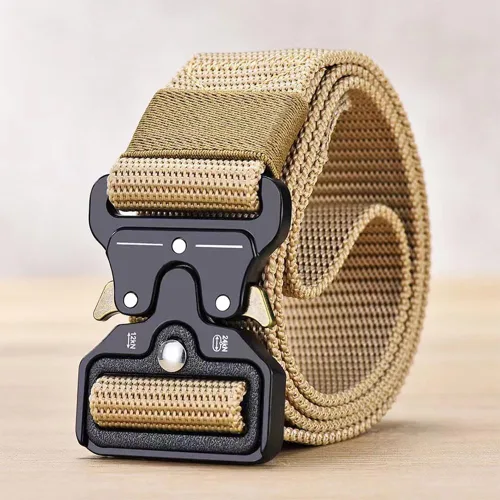 Vista 9 de Cinturón táctico para hombre, resistente hebilla de metal de liberación rápida, ajustable, estilo militar, cinturones de nailon