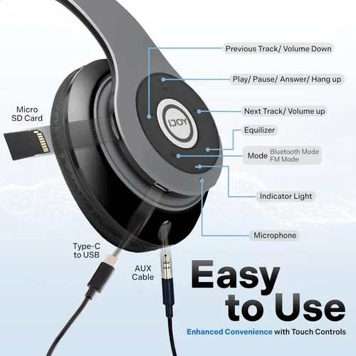 Vista 4 de Audífonos recargables iJOY Matte con antena inalámbrica, bluetooth plegables de diadema con micrófono., Avatar