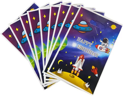 Vista 6 de 30 bolsas de golosinas para el espacio exterior, bolsas de dulces con temática espacial para suministros de fiesta de cumpleaños de niños