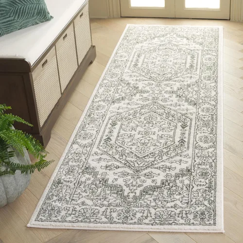 Vista 87 de SAFAVIEH ADR108B - Tapete de la colección Adirondack, 2 pies 1 pulgada x 6 pies, marfil y plateado, diseño de medallón oriental, no desprende