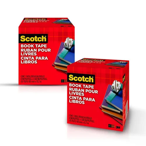 Vista 4 de Scotch - Cinta de reparación de libros, transparente, 4 pulgadas x 15 yardas (núcleo de 3 pulgadas), 2 rollos, cinta adhesiva duradera extra ancha
