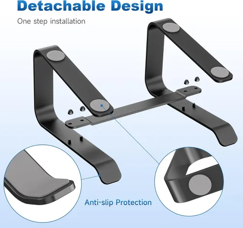 Vista 3 de suptek Soporte para computadora portátil de aluminio, soporte para computadora portátil ergonómico y desmontable para escritorio, elevador