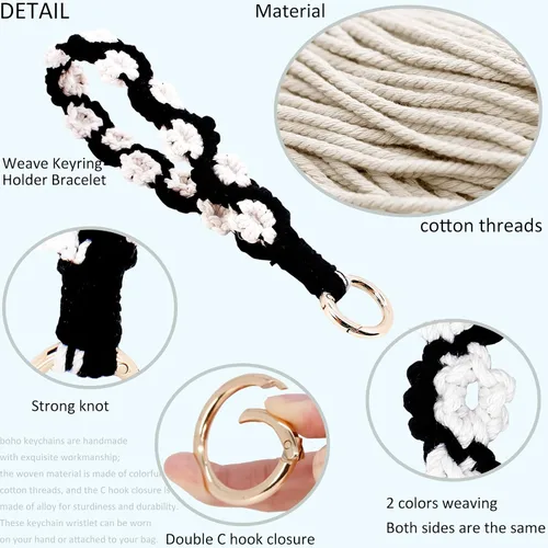 Vista 72 de BIHRTC Llavero de pulsera boho con soporte para lápiz labial, pulsera hecha a mano