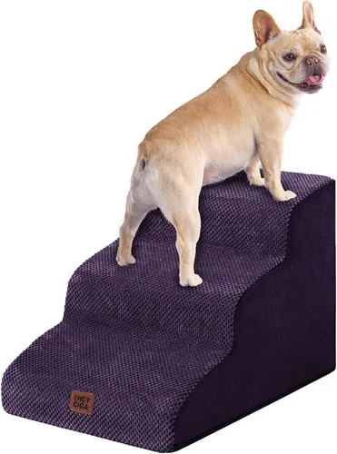 Vista 41 de EHEYCIGA Rampa curvada para escaleras para perros, camas altas de 4