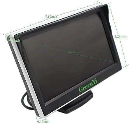 Vista 2 de Monitor de cámara de respaldo AHD 800x480 de 5 pulgadas, pantalla a color TFT LCD GreenYi-08, pantalla de dos entradas de video para cámara