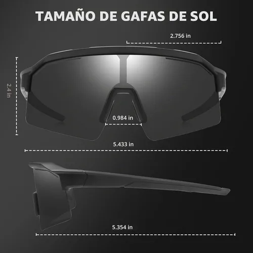 Vista 6 de Polarized Sports Sunglasses for Men Women UV400 Protection Todo negro