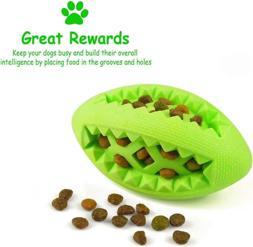 Vista 4 de Pelota de golosinas para perros, fútbol de goma suave, resistente a las golosinas dentales y mordeduras, duradero, no tóxico, juguete
