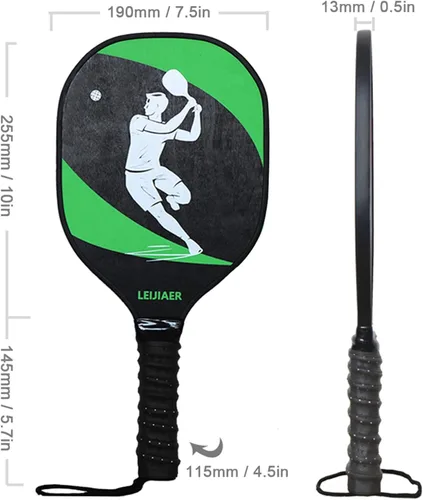 Vista 6 de Juego de 2 palas de pickleball con 2 raquetas de fibra de vidrio, 2 bolas de pickleball con bolsa de transporte para interiores y exteriores