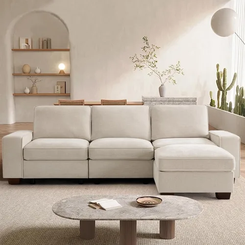 Vista 32 de TEKAMON - Sofá modular de 73" con almacenamiento en el asiento, sofá biplaza moderno de tela de chenilla para sala de estar, oficina, apartamento