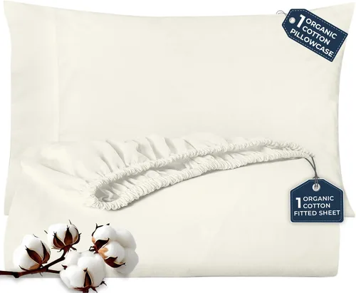 Vista 15 de Royale Linens Sábana bajera con funda de almohada, sábana bajera individual con 1 funda de almohada, 300 hilos, 100% algodón orgánico, se adapta a