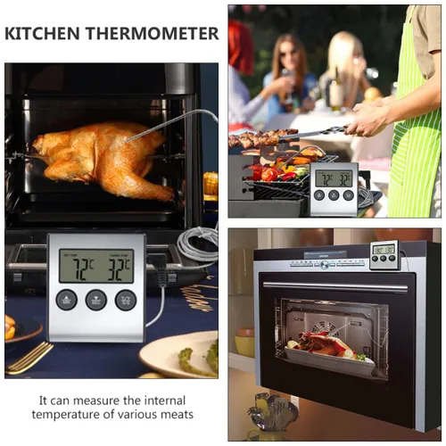 Vista 4 de Practical Kitchen Food Thermometer with Clip Oven Thermometer Accurate Cooking Temperature Gauge for BBQ Meat Baking Household Use