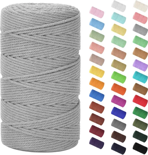 Vista 111 de Cuerda de macramé de 0.079 in x 220 yardas (656 pies), cuerda de algodón natural para colgar en la pared, ganchos de plantas, manualidades Verde