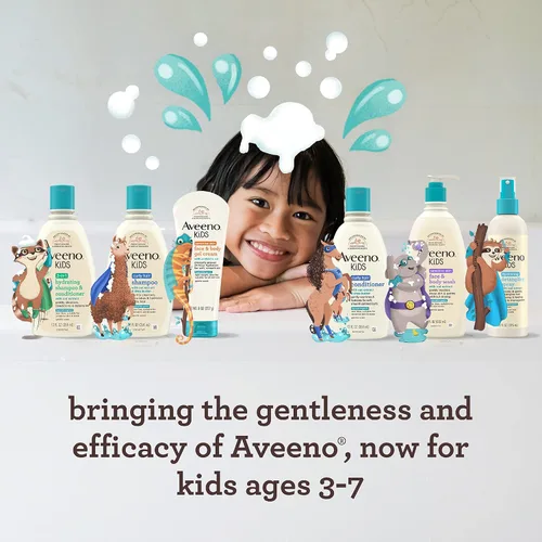 Vista 5 de Aveeno Kids Lavado Facial y Corporal para Piel Sensible con Extracto de Avena, 18 fl. oz con Crema en Gel Facial y Corporal Aveeno para Piel