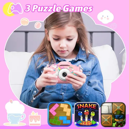 Vista 3 de Mgaolo Juguetes de cámara para niños de 3 a 12 años, niños y niñas, cámara de video digital portátil para niños con cubierta de silicona, regalos