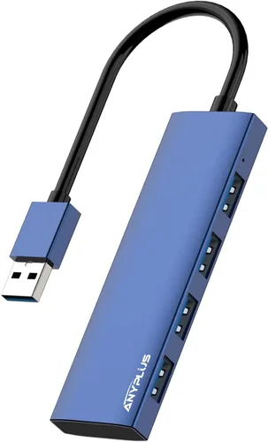 Vista 16 de Concentrador USB, concentrador USB 3.0 de aleación de aluminio ultra delgado divisor USB, extensor USB portátil de 4 puertos, concentrador USB