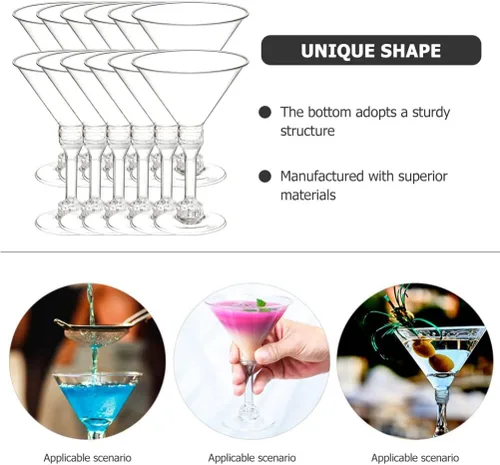 Vista 7 de DOITOOL Juego de 40 vasos de Martini de plástico, copas de cóctel transparentes Coupé, exquisitos vasos de cupé para cócteles para el hogar, bar