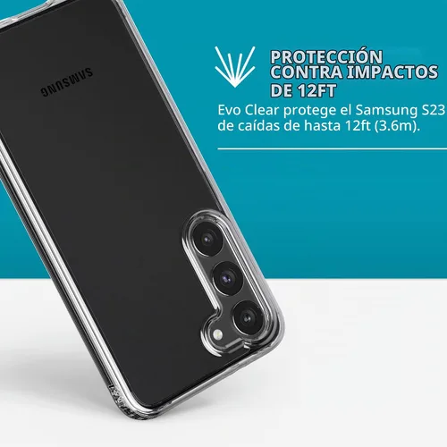 Vista 3 de Tech21 Evo Clear - Funda transparente para Samsung Galaxy S23, resistente a los arañazos, con protección contra caídas de 12 pies
